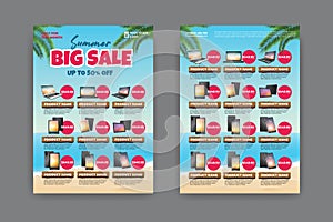 2 sides flyer template for Summer Sale Promotion