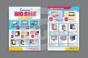 2 sides flyer template for Summer Sale Promotion