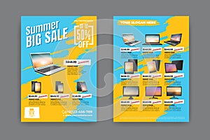 2 sides flyer template for Summer Sale Promotion