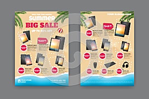 2 sides flyer template for Summer Sale Promotion