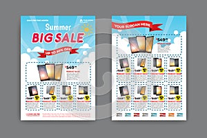 2 sides flyer template for Summer Sale Promotion