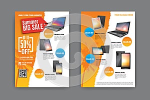 2 sides flyer template for Summer Sale Promotion