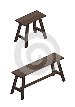 2 size of a Wooden chair. Isolated vector