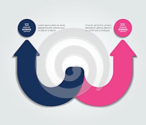 2 step arrow diagram, scheme, infographic