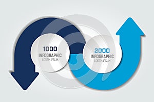 2 step arrow diagram, scheme, infographic