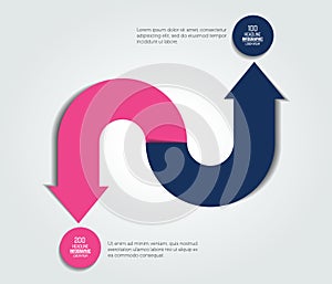 2 step arrow diagram, scheme, infographic