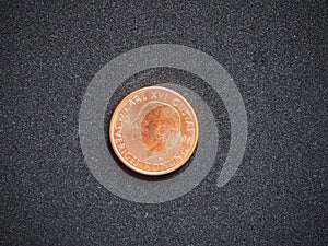 2 Swedish krona coin Sverige Kronor back side isolated on the black background