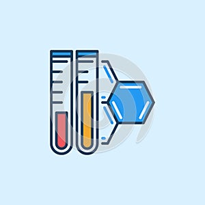 2 Test Tubes and Chemical Formula vector Biomedicine colored icon
