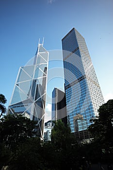 2 twin modern buildings in Hong Kong