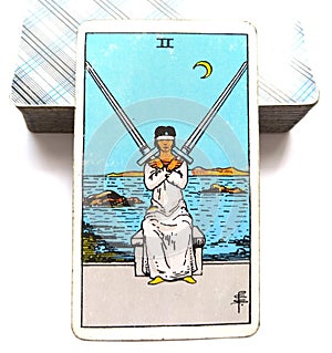 2 Two of Swords Tarot Card Mental Decisions Stressful/Painful Decisions Cross Purposes