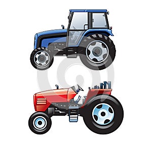 2 vector farm tractors