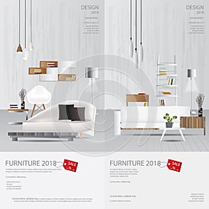 2 Vertical Banner Furniture Sale Design Template