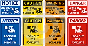 2-Way Look Out For Forklifts Sign On White Background