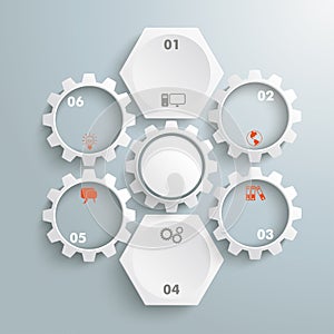 2 White Hexagons 5 Gears Cycle