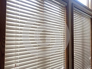 2 White Wood window blinds