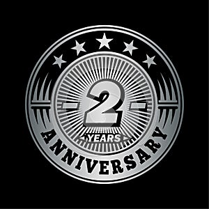 2 years anniversary celebration. 2nd anniversary logo design. Two years logo.