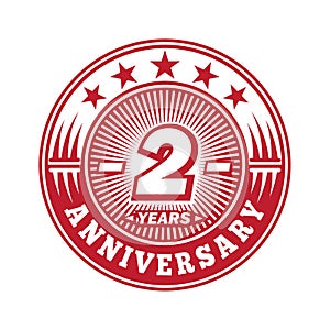 2 years anniversary celebration. 2nd anniversary logo design. Two years logo.