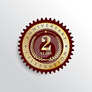 2 Years anniversary Golden badge logo.
