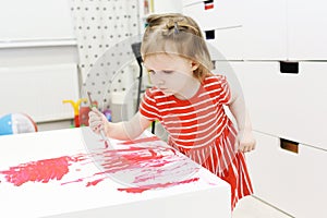 2 years lovely little girl painting