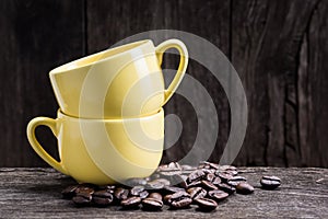 2 yellow espresso cup