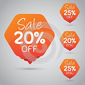 20% 25% Sale, Disc, Off on Cheerful Orange Tag for Marketing Retail Element Design