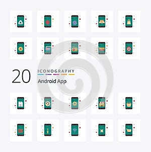 20 Android App Flat Color icon Pack like shopping commerce phone buy setting