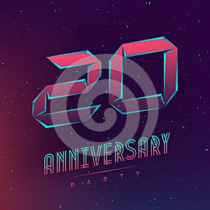 20 Anniversary night party - Electronic music fest poster. Abstract gradients for music background. Club party invitation flyer