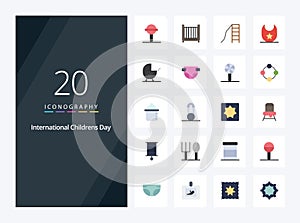 20 Baby Flat Color icon for presentation