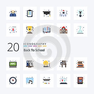 20 Back To School Flat Color icon Pack like school learning school education chair