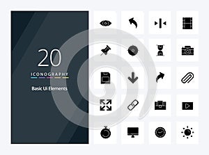 20 Basic Ui Elements Solid Glyph icon for presentation