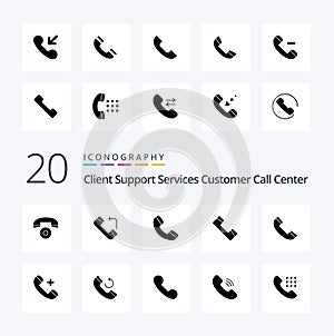 20 Call Solid Glyph icon Pack like delete hospital telephone ring telephone