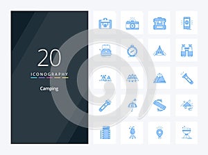 20 Camping Blue Color icon for presentation