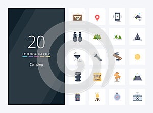 20 Camping Flat Color icon for presentation