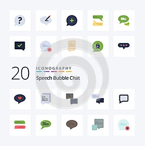 20 Chat Flat Color icon Pack like pencile note message message social