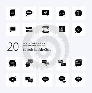 20 Chat Solid Glyph icon Pack like message chat communication pencile note