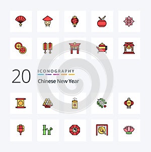 20 Chinese New Year Line Filled Color icon Pack like newyear new newyear chinese chinese