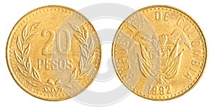 20 Colombian pesos coin