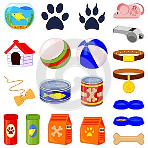 20 colorful cartoon pet shop elements set