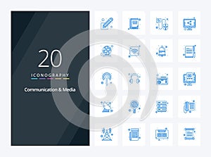 20 Communication And Media Blue Color icon for presentation