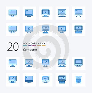 20 Computer Blue Color icon Pack like  Layer  laptop pc device