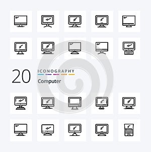 20 Computer Line icon Pack like  laptop