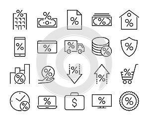 20 Credit icons. Loan line icon set. Vector illustration. Editable stroke.