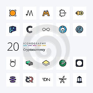 20 Cryptocurrency Line Filled Color icon Pack like coin crypto currency coin crypto vertcoin