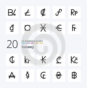 20 Currency Line Filled Color icon Pack like coin georgian currency georgia lari