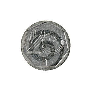 20 czech heller coin 1993 obverse isolated on white background