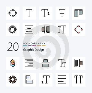 20 Design Line Filled Color icon Pack like gear setting vertical left distribute