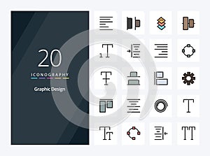 20 Design line Filled icon for presentation