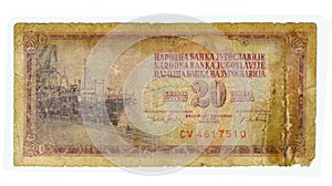 20 dinar bill of Yugoslavia, 1974 photo