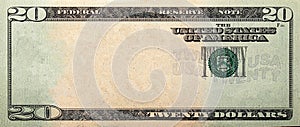 20 dollar bill with empty middle area