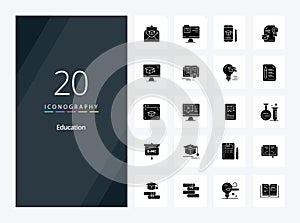 20 Education Solid Glyph icon for presentation. Vector icons illustration